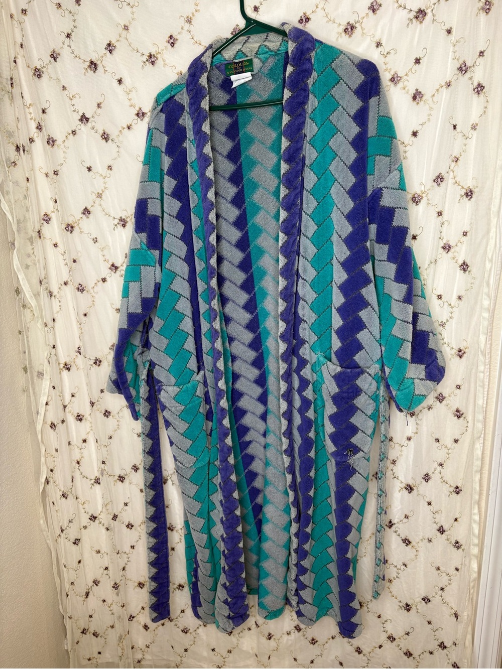 Alexander Julian Teal, Gray & Purple Geometric Knit Duster